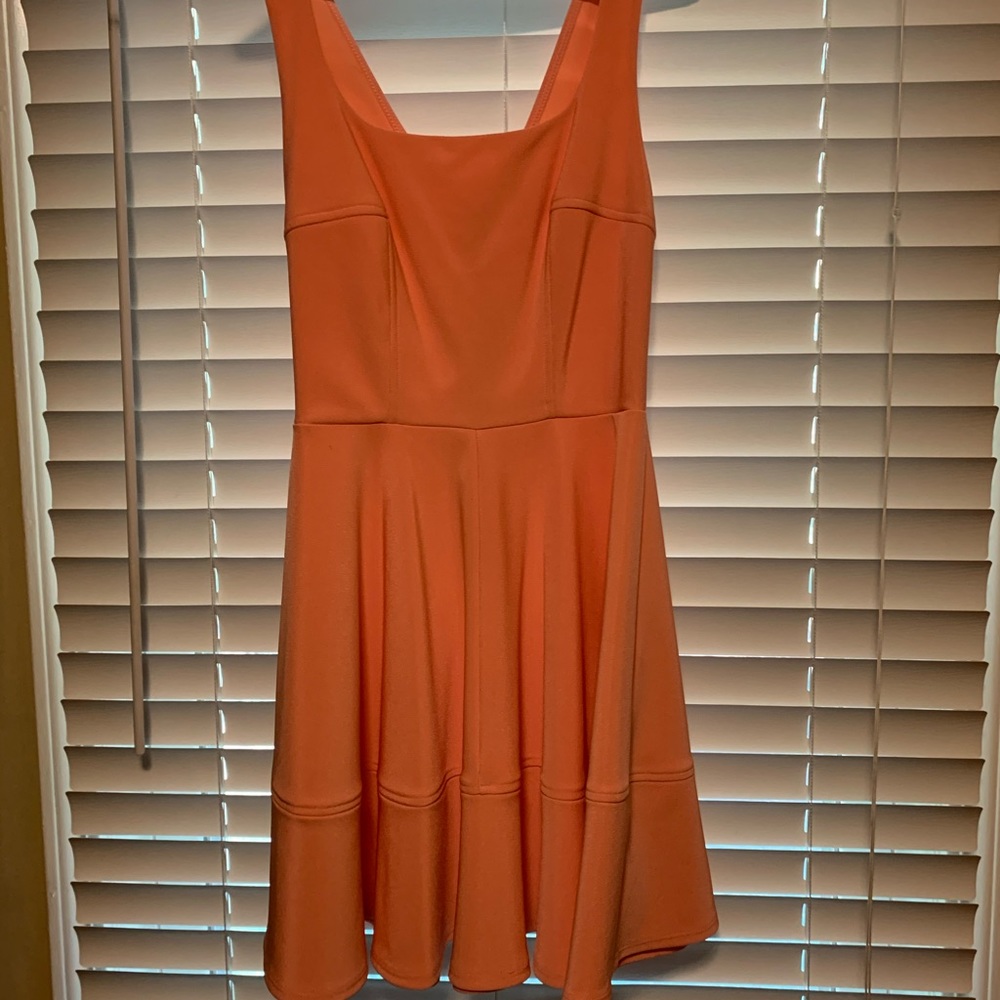 Coral colored skater dress